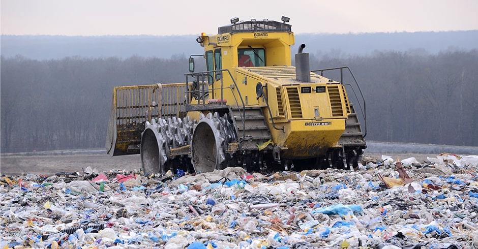 Engin de chantier pour trier les déchets